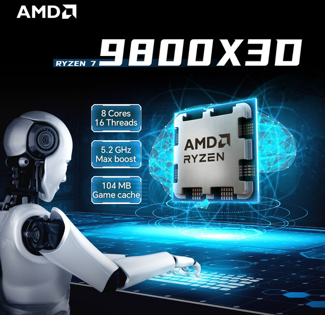 AMD 라이젠 소켓 AM5 프로세서 9800X3D 16스레드 없음 7GHZ L3 4NM 120W 8코어 96M R7 DDR5