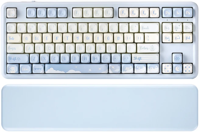 YUNZII B87 Blue QMK/VIA 기계식 게임용 키보드 귀여운 키캡이 있는 무선 맞춤형 RGB 가스켓 키보드 Win/Ma, 01 Milk V2, 02 Blue