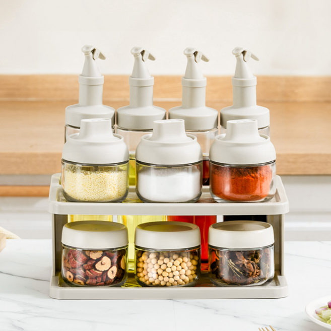 피라모니 2단선반 오일병 양념통 세트, 오일병4P +스푼양념통3P +기본양념통3P +선반1P, 1세트