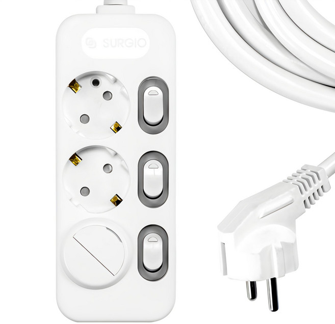 써지오 개별 멀티탭 3구 DH-2039-RT + 안전커버 랜덤발송 1p, 3m, 혼합색상, 1개