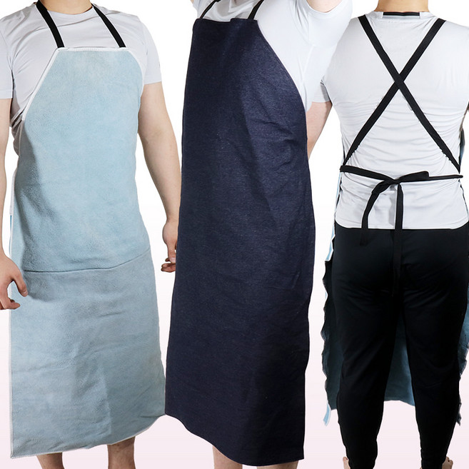 스마토 용접 목공 공구 작업 공예 원예 다용도 가죽 청 앞치마 용접용 작업용, ①청·앞치마, ②대형（Large）, 1개