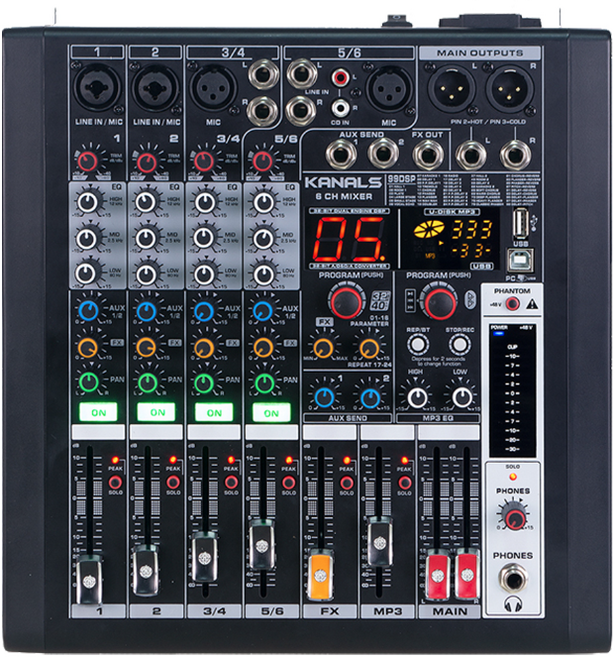 카날스 엔터그레인 6채널 이펙터 USB 블루투스 녹음기능 오디오 믹서