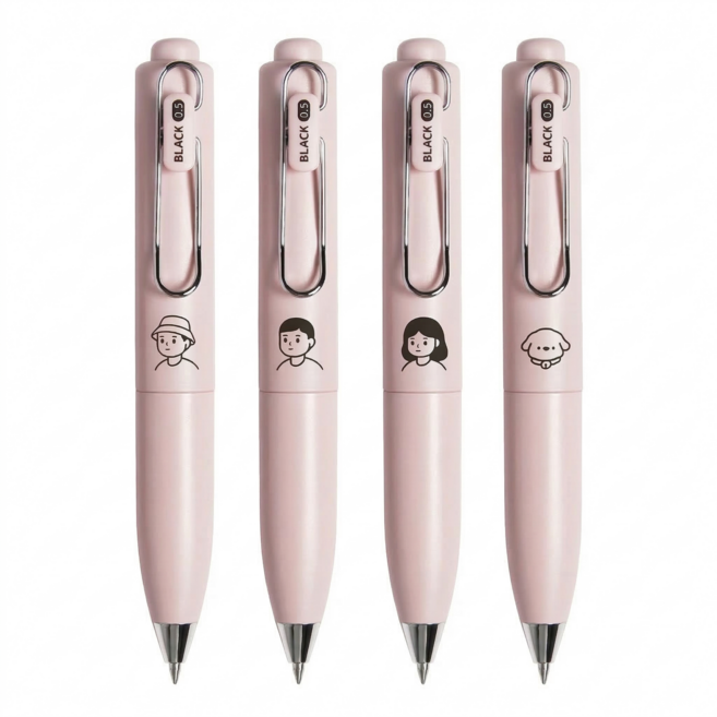 노이리 포켓 퀵 드라이 중성 미니볼펜 0.5mm 블랙, 1세트, 타코 핑크