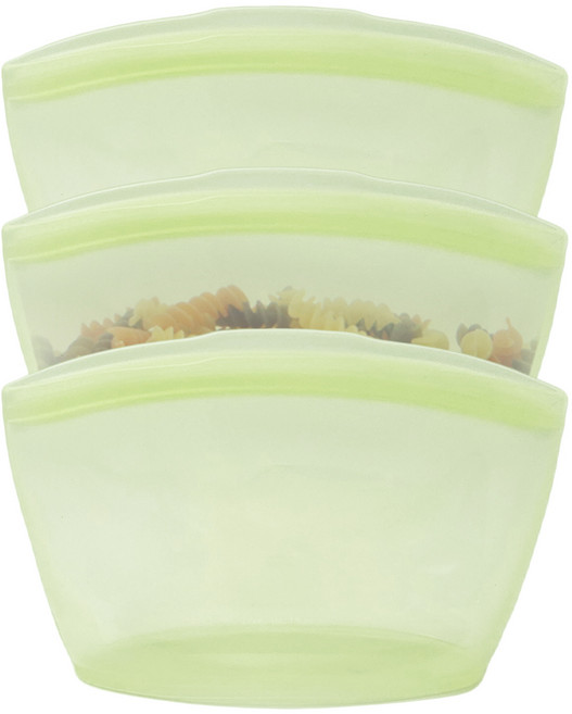 비케이 국산 프리미엄 실리콘 지퍼백 850ml 다회용 밀폐 소분 냉장고정리 용기, 올리브, 3개