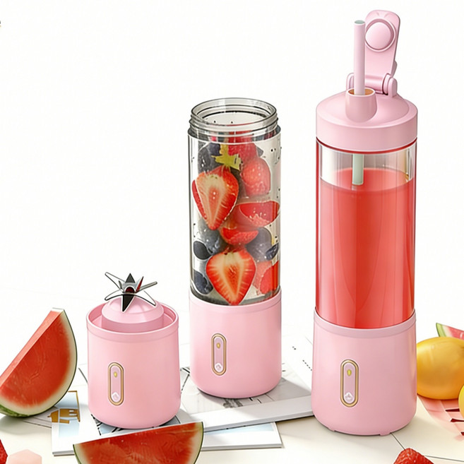 PYHO 휴대용 미니 믹서기 무선 USB 충전식 다기능, 핑크색