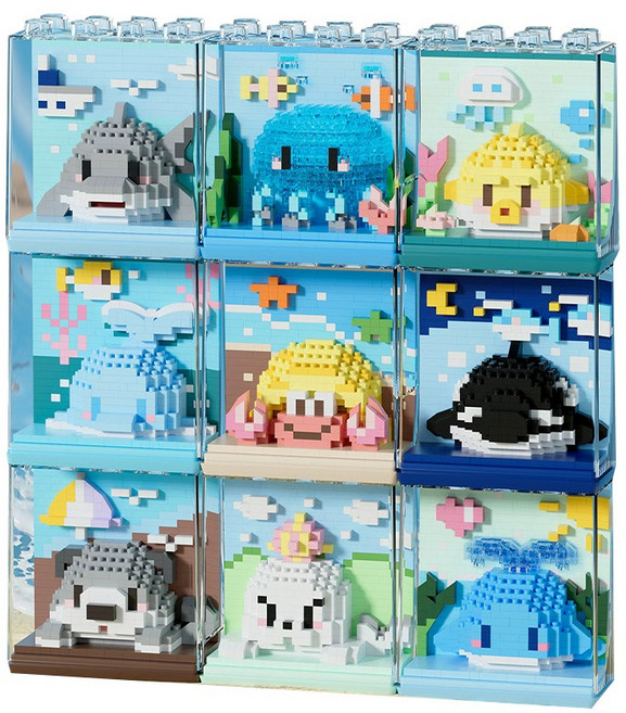 심아트 미니블럭 나노블록 해양동물 시리즈 9종, D, 1개