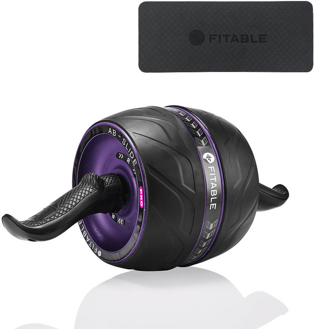 FIABLE 부상방지 AB슬라이드 롤아웃 복근 코어 운동기구 괴물 휠 17cm, 퍼플