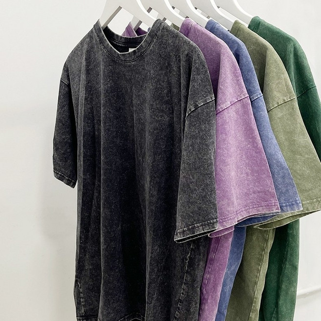 남녀공용 피그먼트 루즈핏 워싱 반팔티