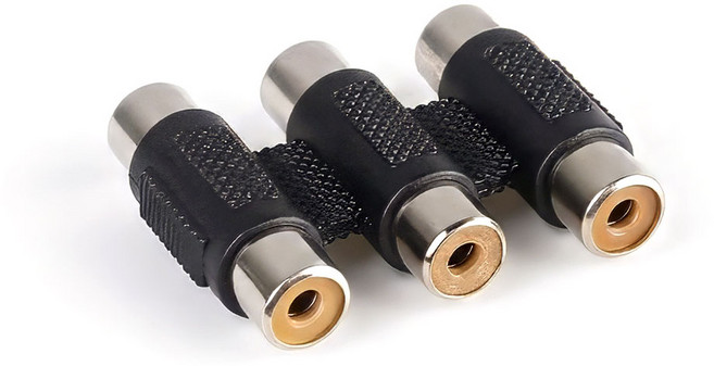 3RCA 암암 연장 젠더 RCA AV 연결잭 커플러, 1개, URC3F
