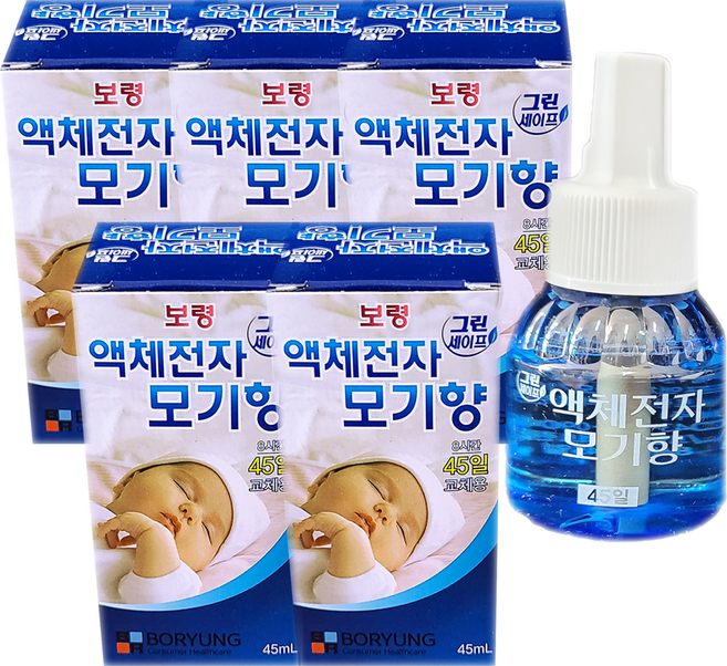 일명제약 그린세이프 액체전자모기향 교체용(45일) 모기/파리, 5개