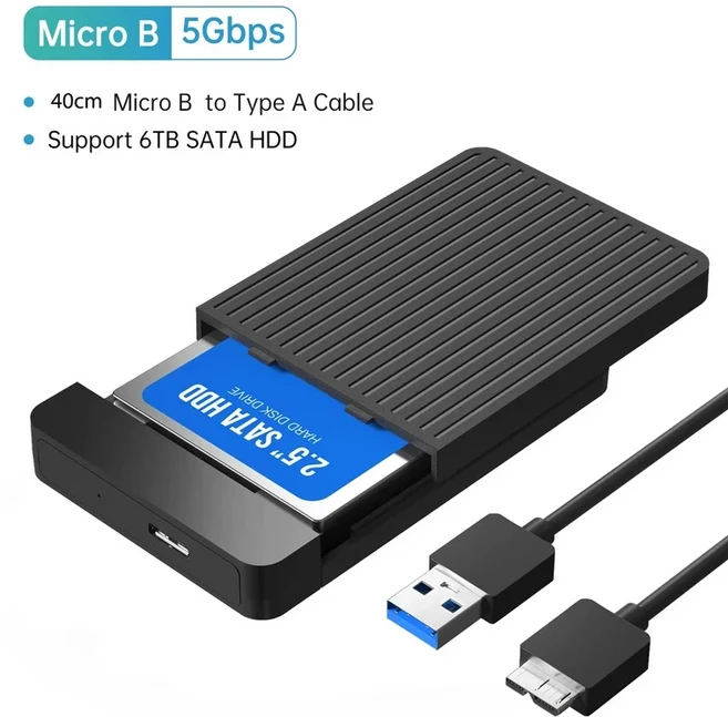 2.5 HDD/SSD 케이스 SATA to USB 3.1/3.0 어댑터 6Gbps HD 외장 하드 드라이브 인클로저 박스 디스크 타입, 02 External case USB3.0