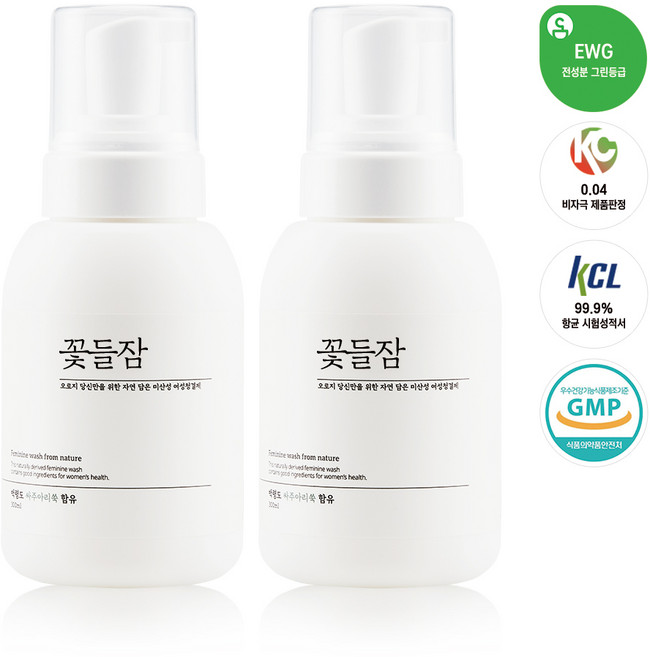 꽃들잠 네이처 페미닌 워시 천연성분 약산성 여성청결제, 2개, 300ml