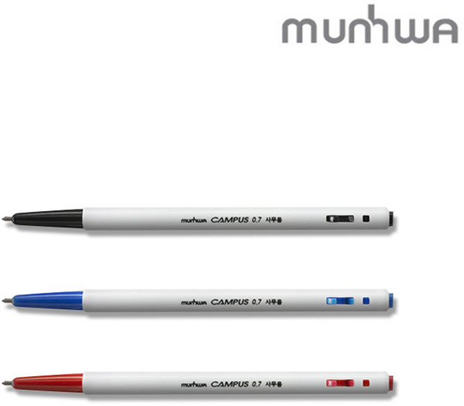 문화 캠퍼스 볼펜 0.7mm 낱개 유성 청색 적색 흑색 사무용 필기, 문화 캠퍼스 사무용 볼펜 _레드