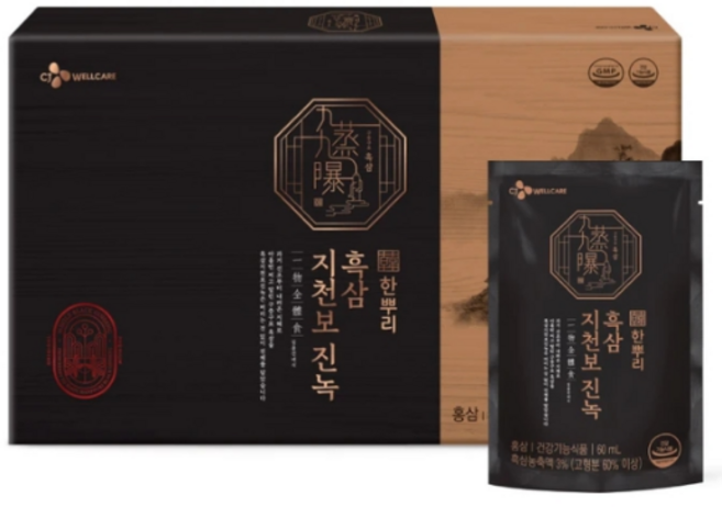 CJ 한뿌리 흑삼 지천보 진녹 60ml 30포 구증구포 흑삼진액, 30세트