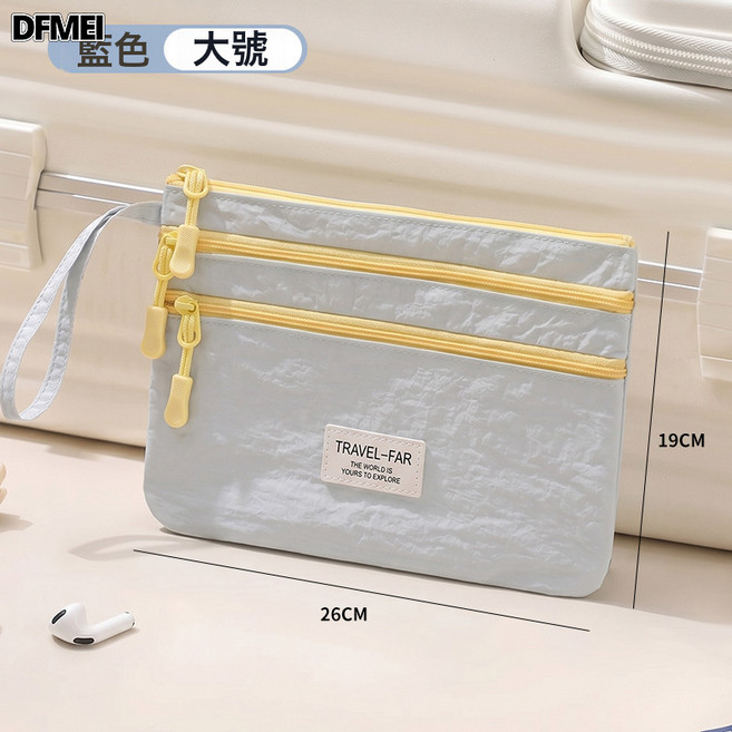 證件收納包隨身旅行護照夾登機牌保護套出國文件袋多功能必備神器, 1個, 藍色-大號【26*19cm】:如圖