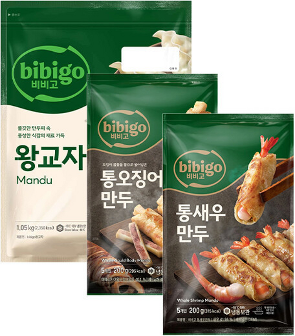 비비고 왕교자 1.05kg 1개 + 비비고 통오징어 만두 200g 1개 + 비비고 통새우 만두 200g 1개, 단일구성