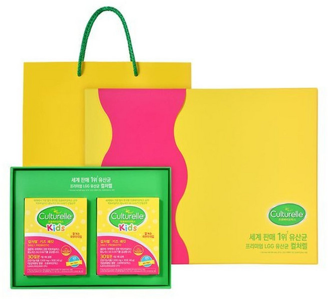 선물세트 키즈패킷 LGG 어린이 유산균 (30포2박스/총60일분) (+쇼핑백), 2박스