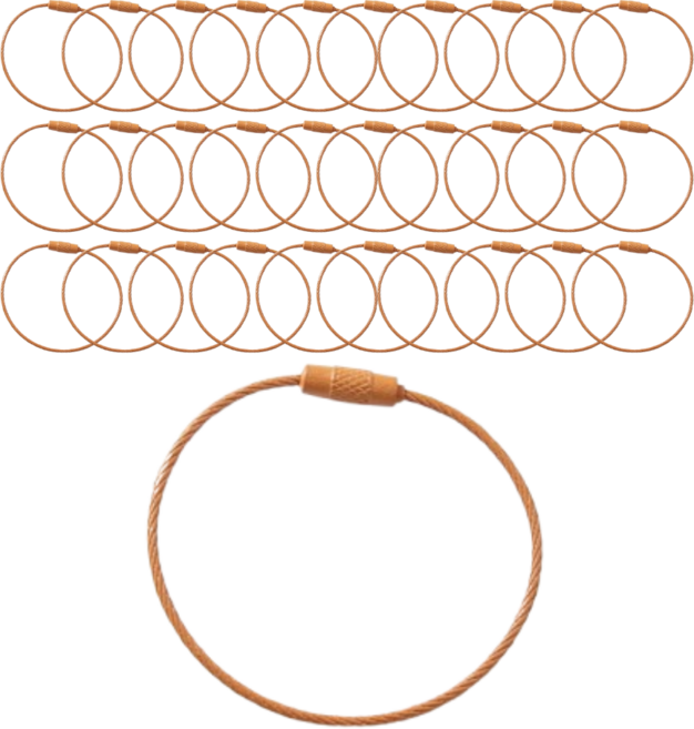 이음모음 와이어 키링 고리, 30개, 오렌지