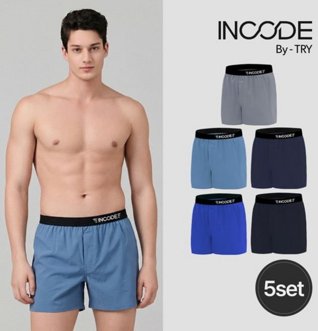 [인코드] 순면 통기성 아웃밴드 박서 5매 세트
