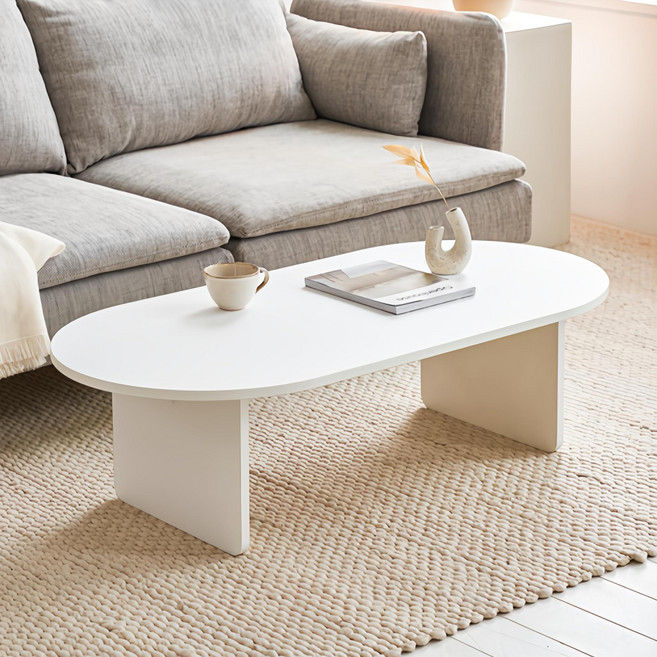 메종드꼼마 벤티 거실 테이블 1200, 화이트, 화이트엣지