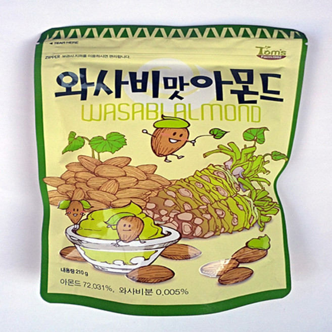 탐스 와사비맛 아몬드, 5개, 210g