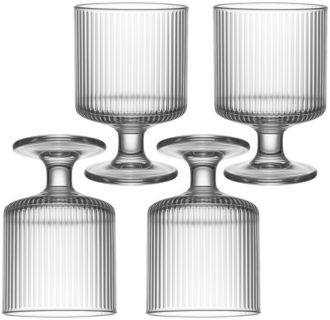 픽커리 유럽풍 빈티지 홈카페 플리츠 고블렛 예쁜 유리잔 240ml, 4개, 투명