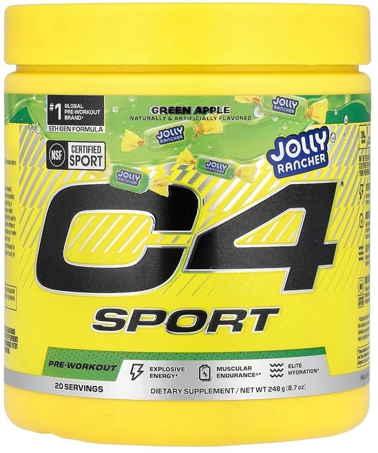 셀루코어 C4 스포츠 프리 운동 파우더 - 졸리 랜처 그린 NSF 카페인 + 크레아틴 베타, Jolly Rancher Green, 8.75 Ounce (Pack of 1), 248g - 쿠팡