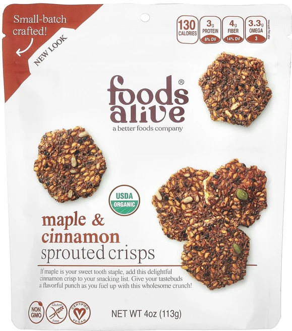 Foods Alive 발아 크리스 메이플 & 시나몬 (4oz), Foods Alive 발아 크리스 메이플 & 시나몬 1, 113g, 1개 - 쿠팡