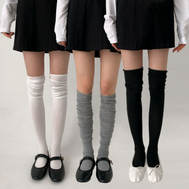 블루씨티 3켤레세트 레안 링클 롱 주름 니삭스 양말