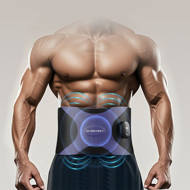 EMS 복부 허리마사지기 온열 허리 보호대 복대 벨트 남성 여성 허리관리 기구, 블루