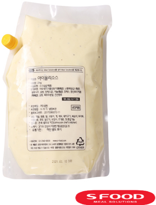 에쓰푸드 아이올리소스 2kg 디핑소스 브런치 샌드위치 감자튀김, 1개, 2L