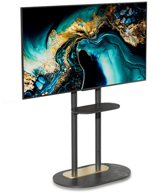 UNHO TV 스탠드 세라믹 티비거치대 40-75인치 40kg 무타공 삼성 lg 호환, 블랙, 1개