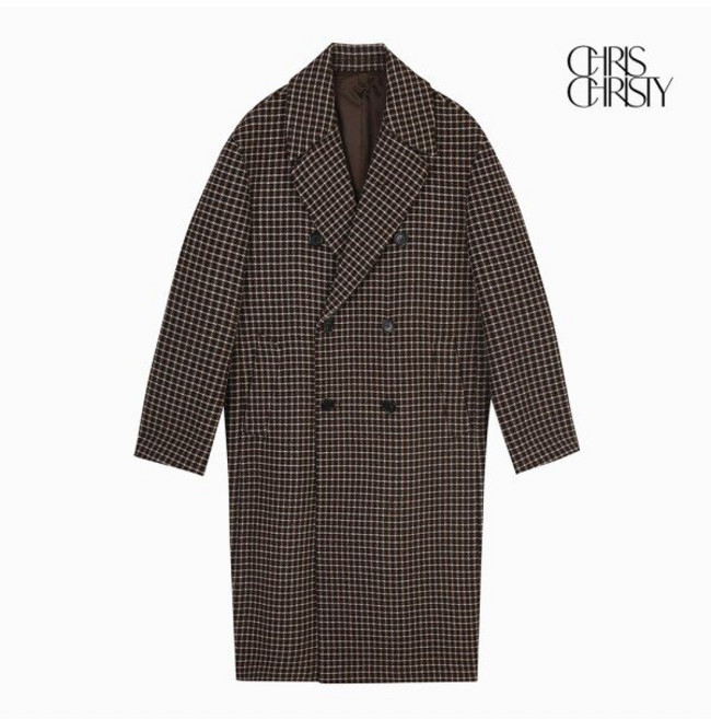 크리스크리스티 크리스크리스티 멀티체크 더블 세미오버 코트_BROWN / KKMELWWPT02