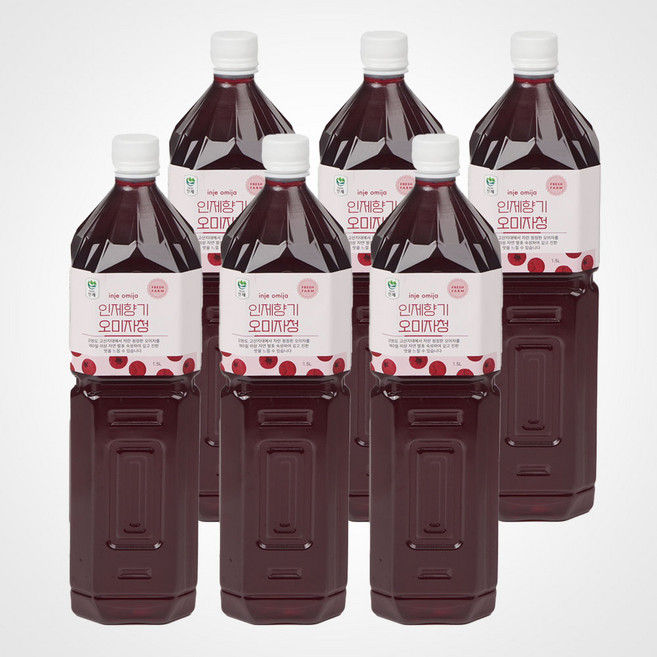 인제향기 생 오미자청 100% [냉장보관 필수] 원액 발효진액 액기스 엑기스 1.5L 대용량 업소 카페용 농장직송 수제 전통방식 물 한방울 넣지않은 100%자연숙성, 6개