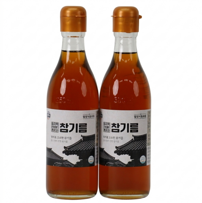 [NO 침전물] 저온압착 통참깨 100% 참맛나 참기름 HACCP, 2개, 350ml