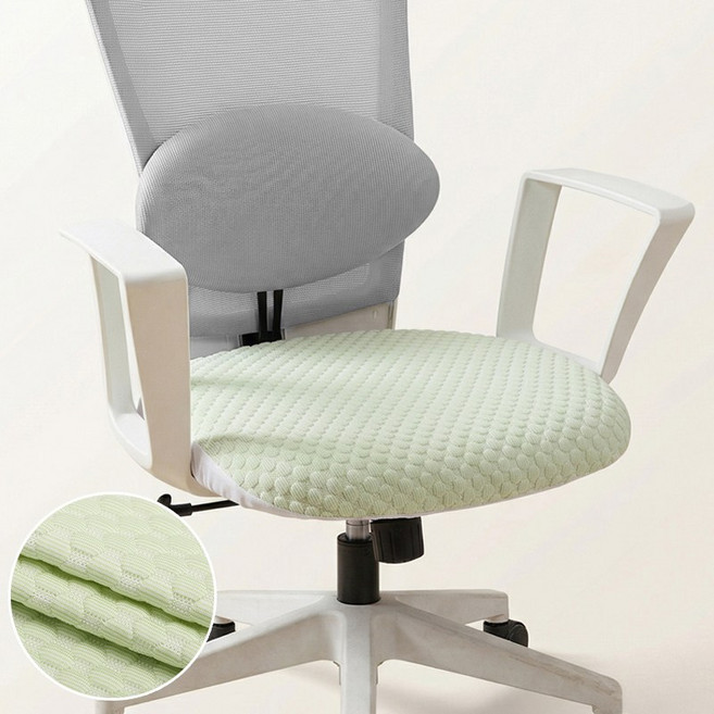 만자천홍 냉감 스판 의자커버 여름 쿨링 의자커버, 1개, 도트-그린