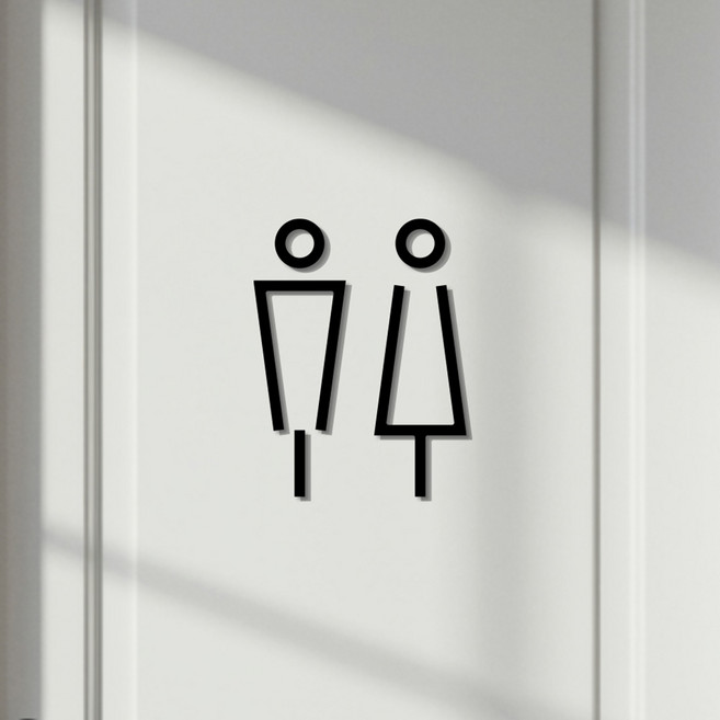 남녀 화장실 표지판 문구 TX타입 스카시, 검정색