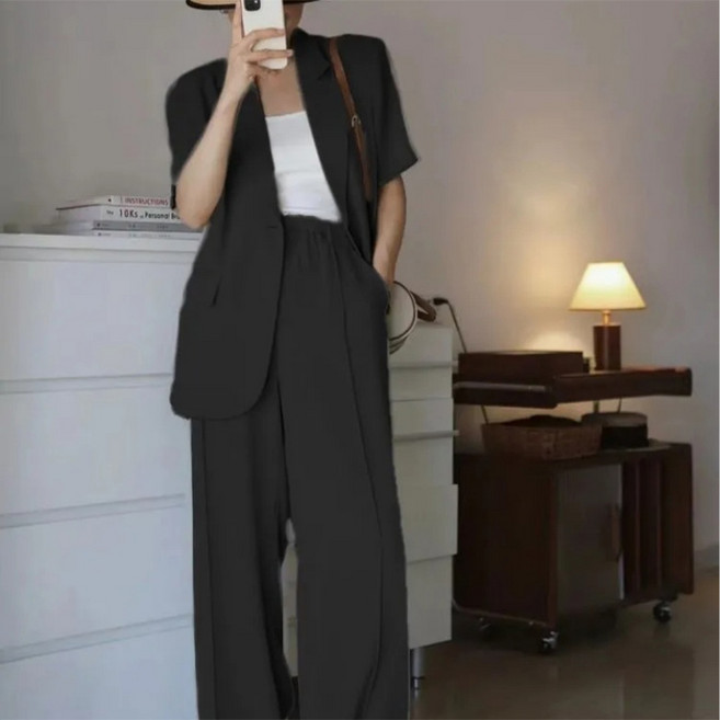 꽃소담 여성 데일리 여름 정장자켓 세트 오피스룩 반팔 반바지 투피스 XP971