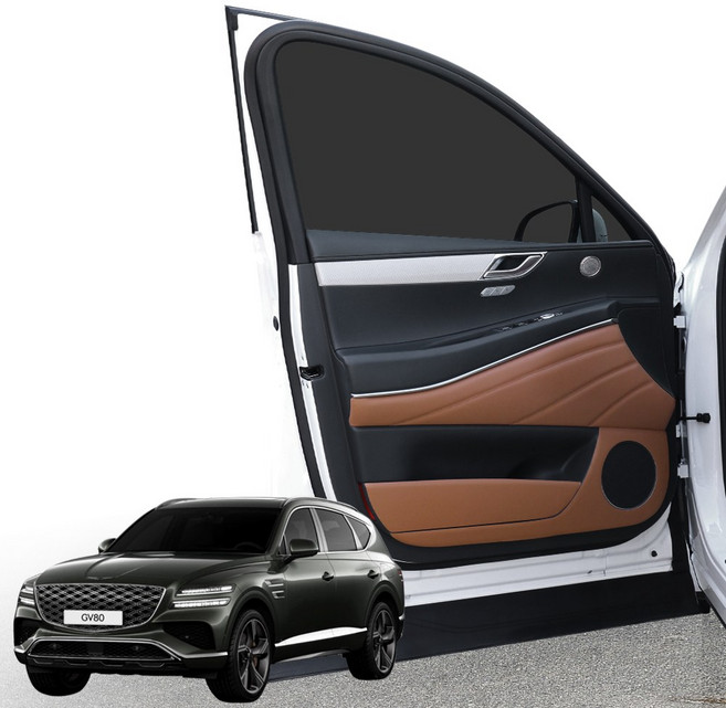 루젠 제네시스 GV80 페이스리프트 도어커버 가죽 4P 풀세트, 어스 브라운