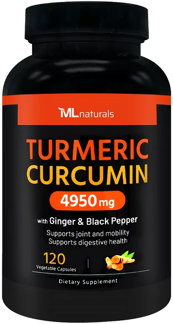 [미국번개배송] 신제품 착한명품 마이라이프 내추럴스 유기농 강황 커큐민 4950mg (진저+블랙페퍼), 1개, 120정 - 쿠팡