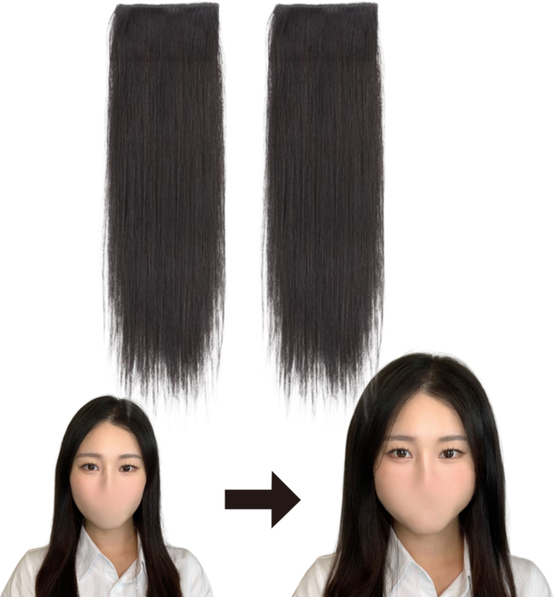 위그온리 볼륨 헤어피스 인모100 2p 긴머리 볼륨가발 숱보충 가발, 2개, 내추럴블랙 long