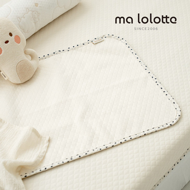 마롤로뜨 아기 방수패드 건조기가능 양면 방수요 신생아 유아용, 아이보리 플라워, 1개