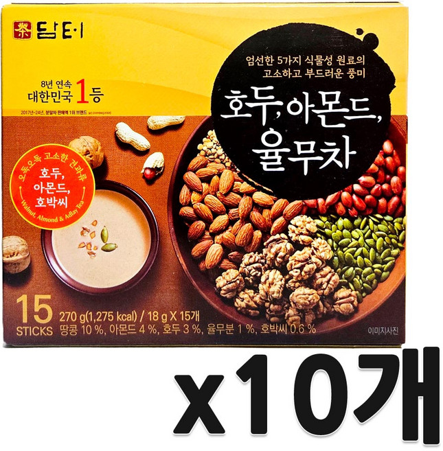 담터 호두 아몬드 율무차 스틱형, 18g, 15개입, 10개