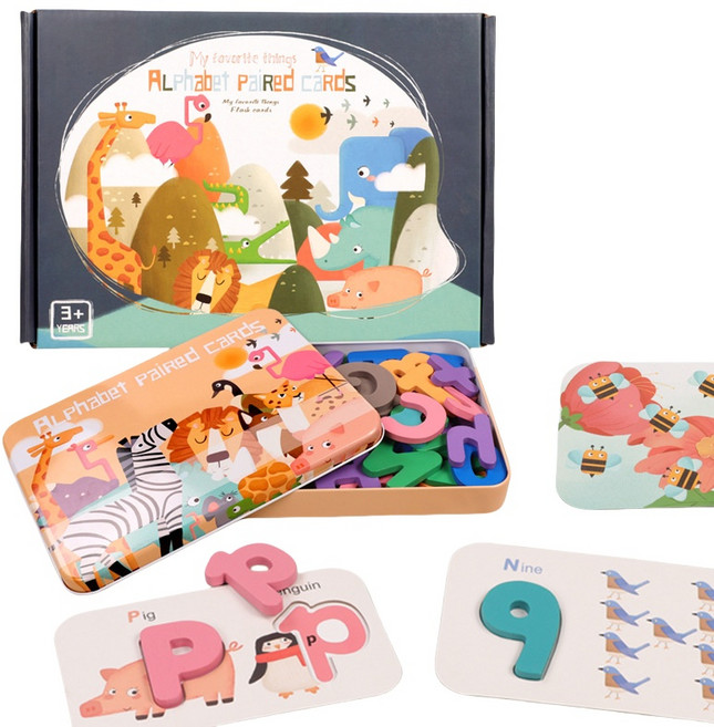 Alphabet Paired Cards 字母配對卡片, 混合顏色, 1套
