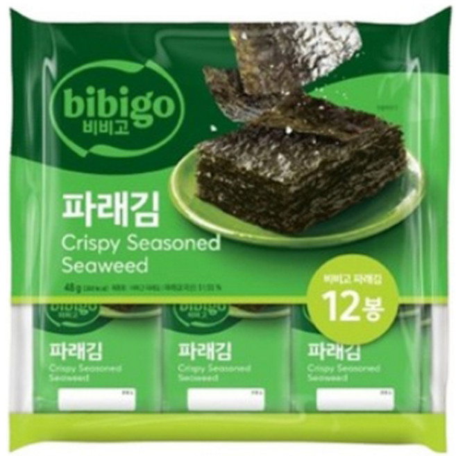 비비고 파래김 도시락김, 4g, 12개