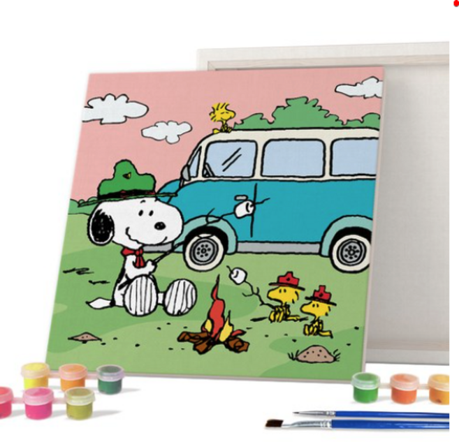 아이러브페인팅 피너츠 DIY PAINTING 25 x 25 cm, 캠핑 스누피, 1개