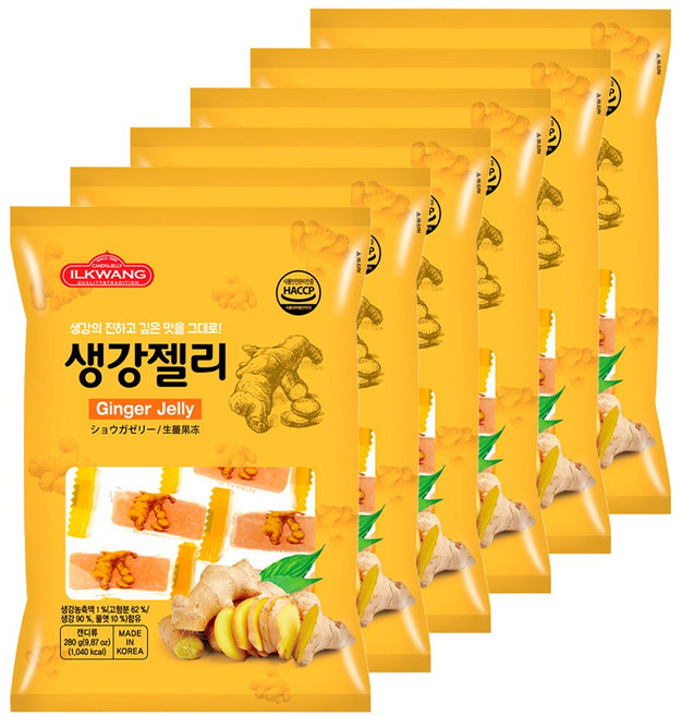 일광제과 생강젤리, 280g, 6개