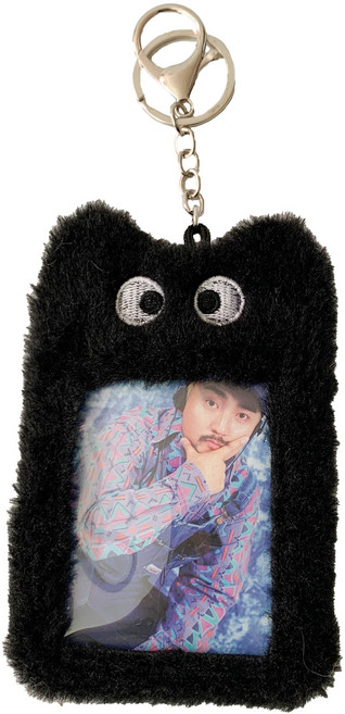 쓸데없는 선물 털 포카홀더 포토카드 홀더 키링 케이스 슬리브 고양이 토끼 강아지 푸들 푸딩, 1개, 블랙고양이