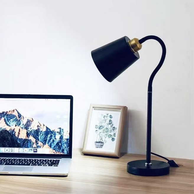 金屬圓形底座可調角度檯燈, 摩登黑書桌檯燈桌燈辦公室桌台燈電燈房間燈臥室燈床頭檯燈