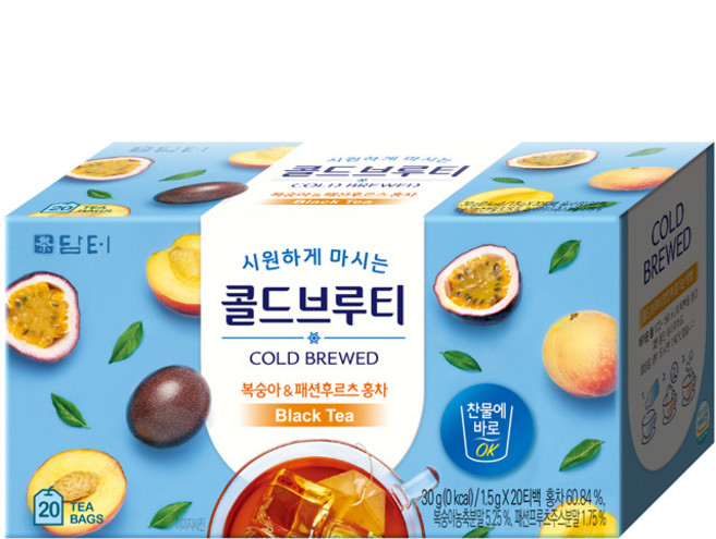 담터 콜드브루티 복숭아 패션후르츠 홍차 20티백, 1.5g, 20개입, 1개